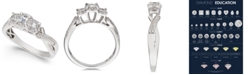 Macy's Diamond Princess Halo Three Stone Engagement Ring (1/2 ct. t.w.) in 14k White Gold